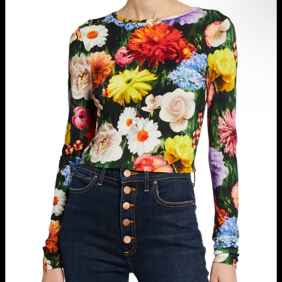Alice and Olivia Cropped Long Sleeve Shirt - Picture 1 of 8